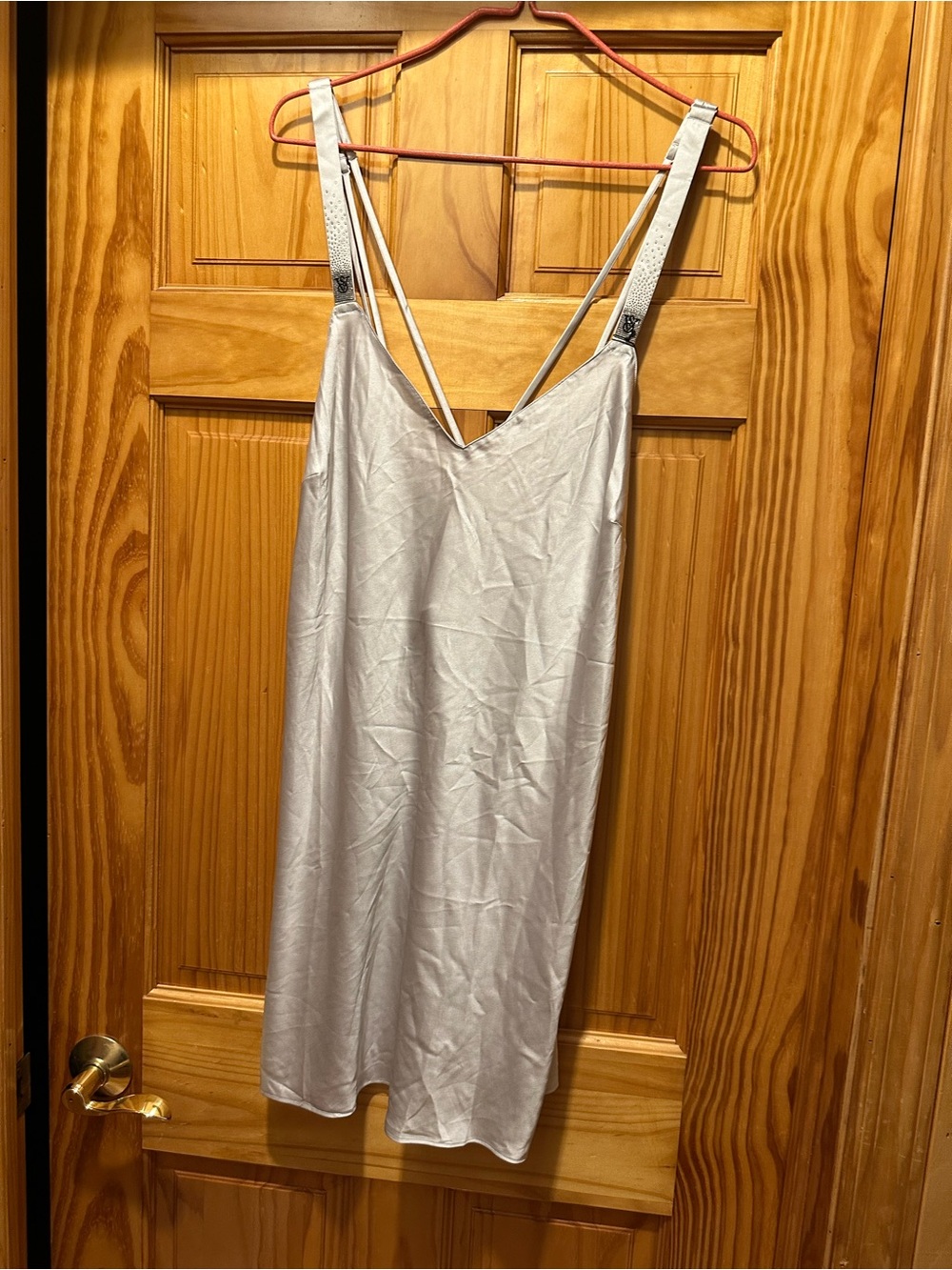 Victoria's Secret Silver Satin Slip Chemise